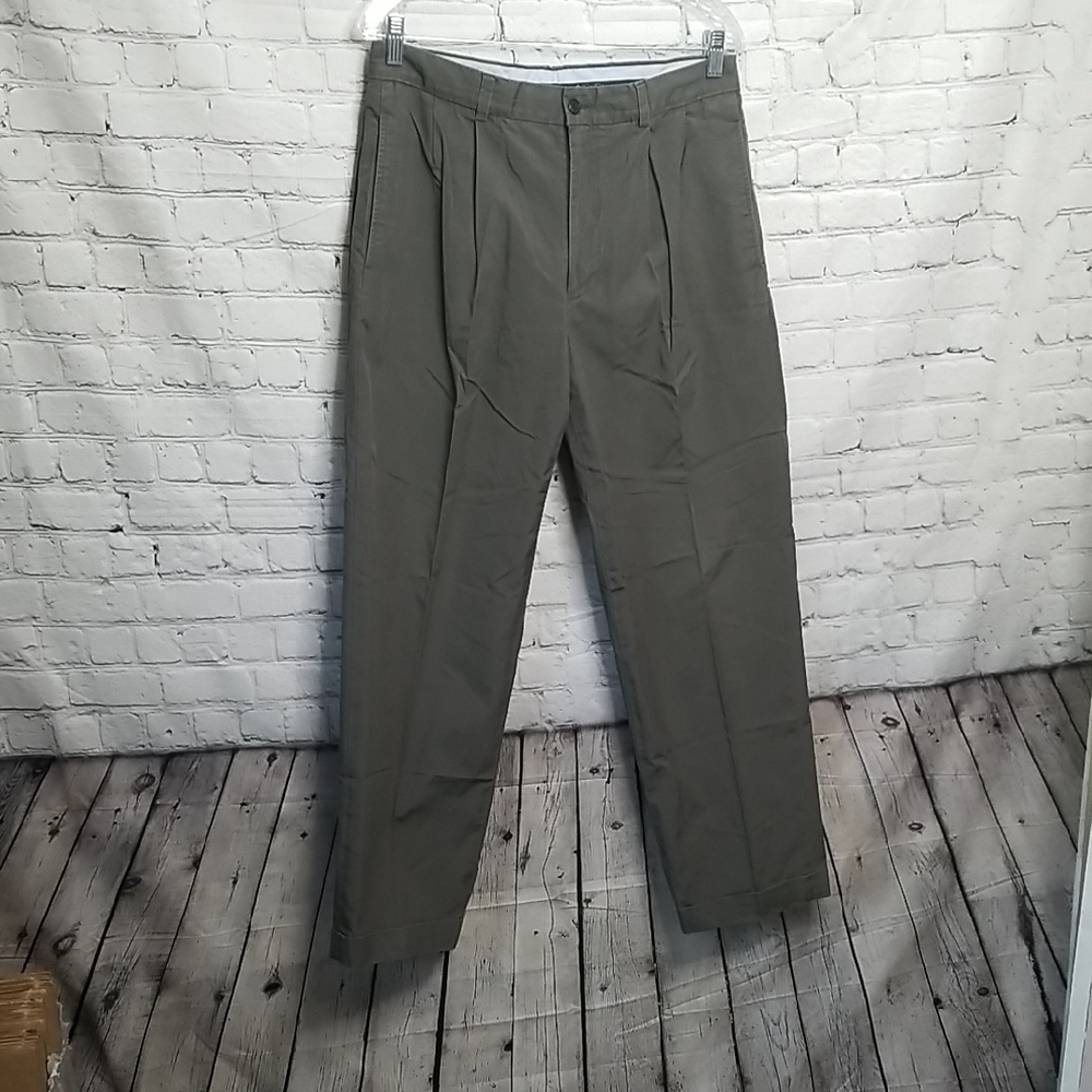 Brooks Brothers Men's 'Elliot' Green/brown Chinos Size 33Wx30L 100% Cotton EUC